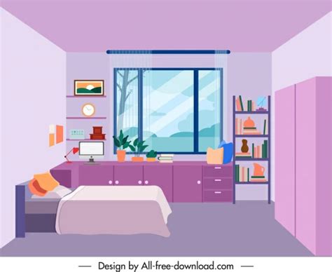 Bedroom Decor Template Elegant Contemporary Decor Vectors Graphic Art