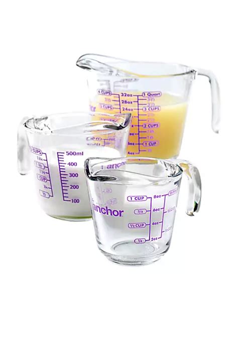 Anchor Hocking 3 Piece Glass Measuring Cup Set Belk