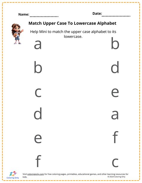 Match Upper Case To Lowercase Alphabet Free Printable Worksheet