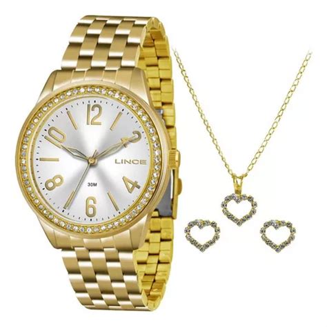 Reloj de pulsera Lince Relógio Lrg4338l de cuerpo color dorado para