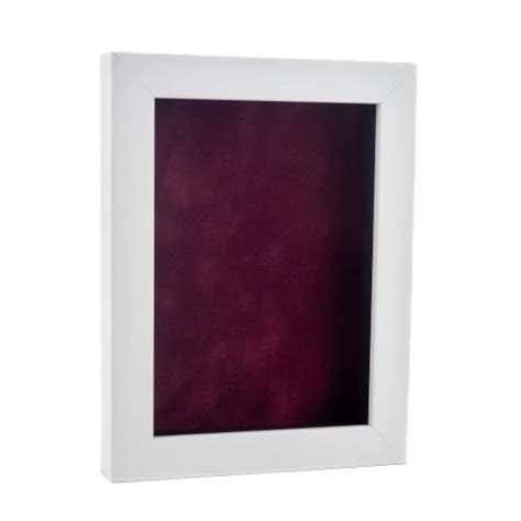 8x10 Shadow Box Frame White Wood 34 Depth Dark Berry Suede Backing Uv Acrylic 8x10 Kroger