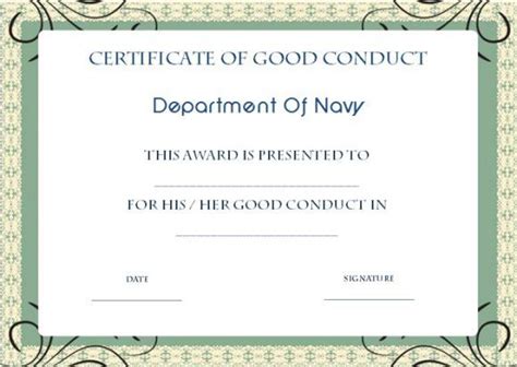 Good Conduct Certificate Template