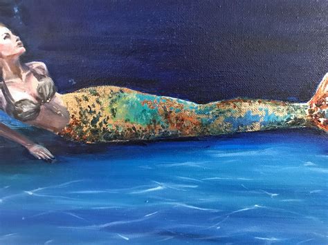 Mermaid Original Oil Painting on Canvas Mermaid Artwork | Etsy