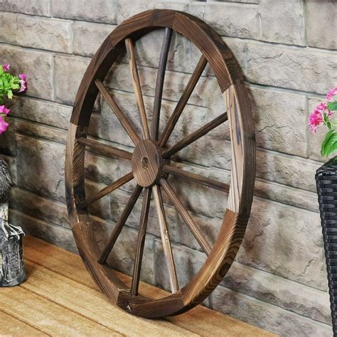 Sunnydaze Decorative Wooden Wagon Wheel Natural Fir Wood Rustic