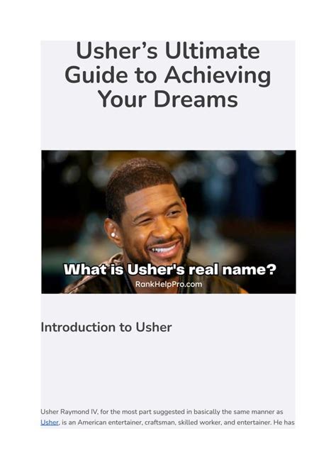 Ushers Ultimate Guide To Achieving Your Dreams Pdf