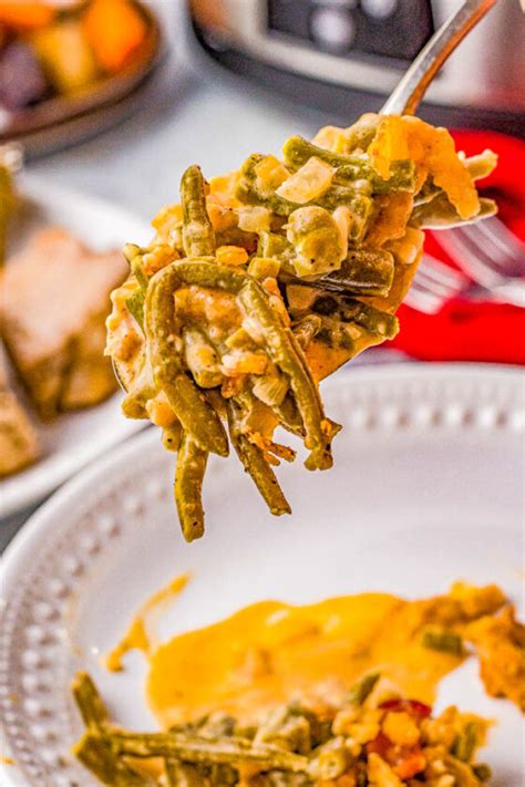 Cheesy Slow Cooker Green Bean Casserole Averie Cooks