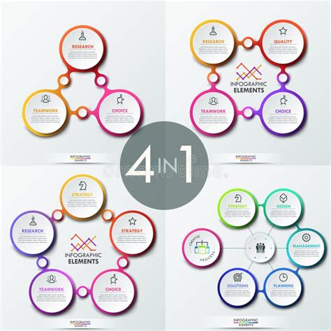 El Sistema De Cuatro Disposiciones De Diseño Infographic Creativas Con