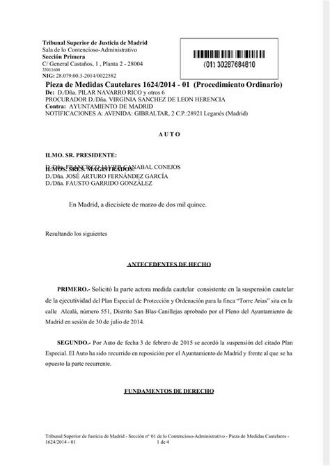 Pdf Auto De Confirmacion De Medidas Cautelares Sobre Torre Arias