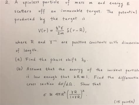 Solved A Spinless Particle Of Mass M And Er E I Mmovable Chegg