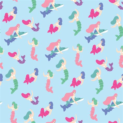 Seamless Mermaids Pattern 12037725 Vector Art At Vecteezy