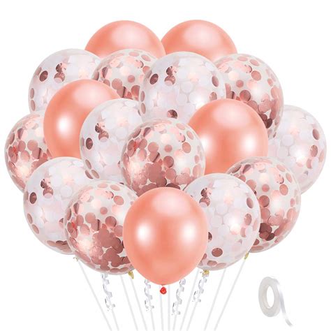 Buy Pllieay Pieces Rose Gold Confetti Balloons Set Including Rose