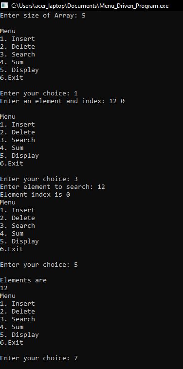 Menu Driven Program Using Array In C Dot Net Tutorials