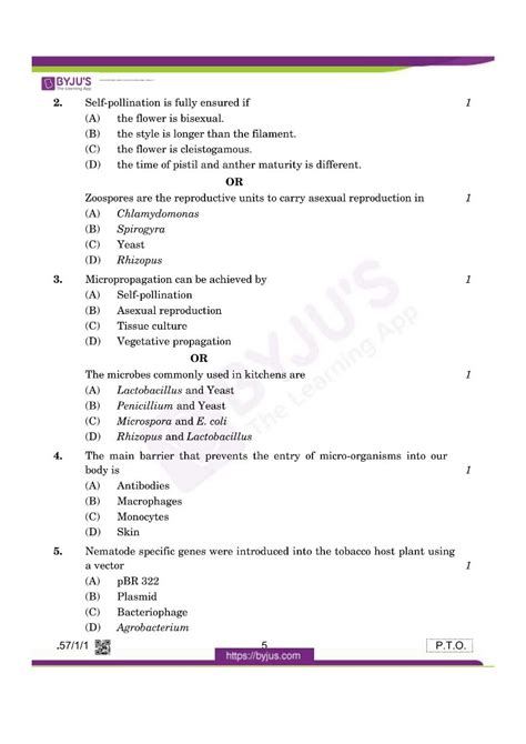 Cbse Class 12 Biology Question Papers 2020 With Answer Pdfs