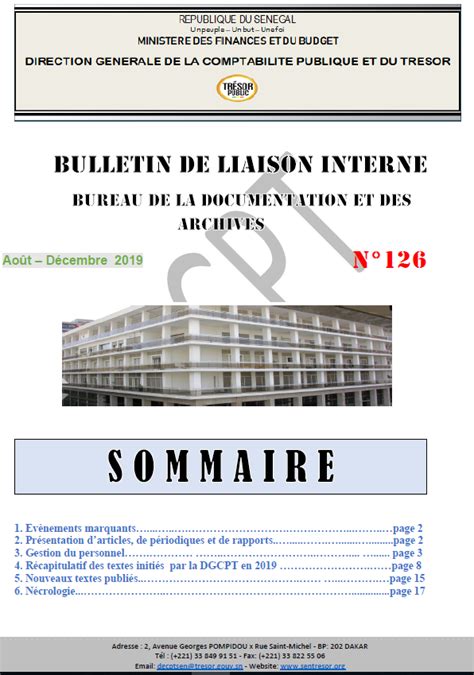 Bulletin De Liaison Interne Minist Re Des Finances Et Du Budget