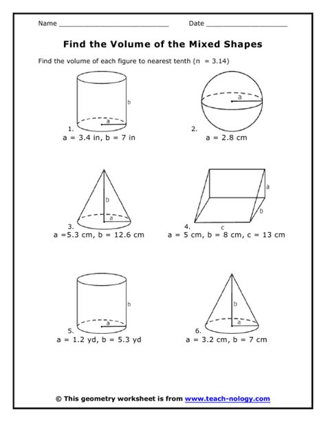 Volume Of Mixed Shapes Worksheets