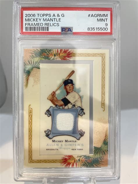 Topps Allen Ginter S Framed Mini Relics Mickey Mantle Agr Mm