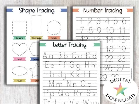 Tracing Worksheets, Letters, Numbers, Shapes, Preschool Printables ...