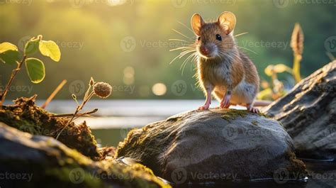 Close-up photo of a Mouse looking in their habitat. Generative AI ...