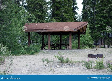 A Group Camping Site in a Forest Stock Photo - Image of shade ...