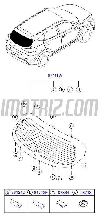 Vidrio De Compuerta Trasera Hyundai Tucson Tl