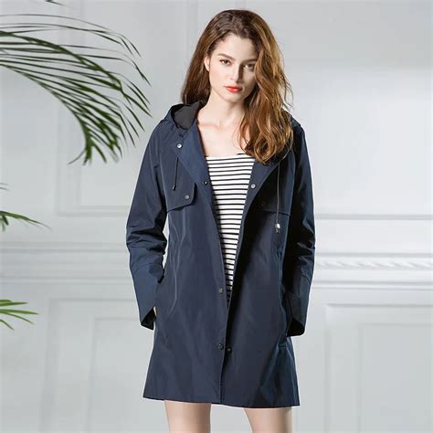 2017 Womens Trench Coats Hooded Elegant Outerwear British Style Autumn