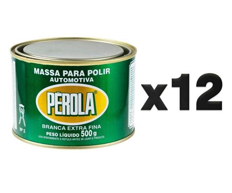 Kit 12 Massa De Polir Automotiva Pérola N2 Branca Extra Fina 500g