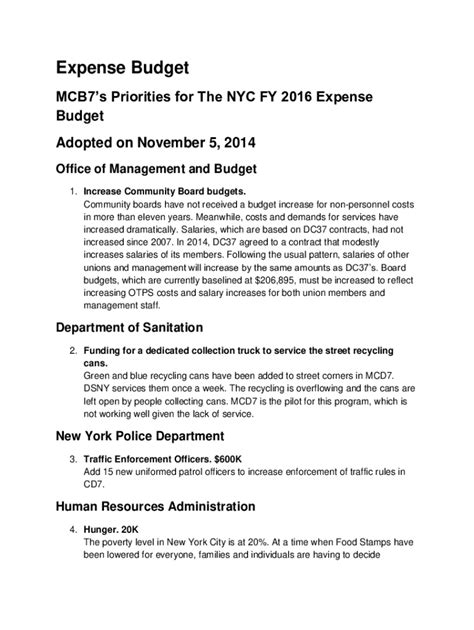 Fillable Online Statements Of Community District Needs And Fax