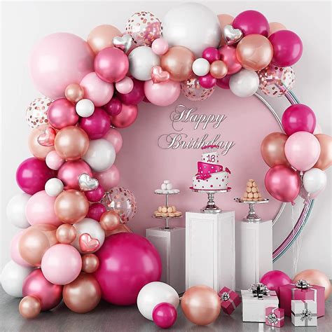 Hot Pink Rose Gold Balloon Garland Arch Kit Fca Fyndiq