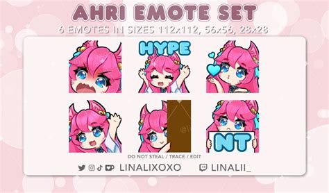 Lol League Of Legends Spirit Blossom Ahri Emote Set Pack Cute Chibi