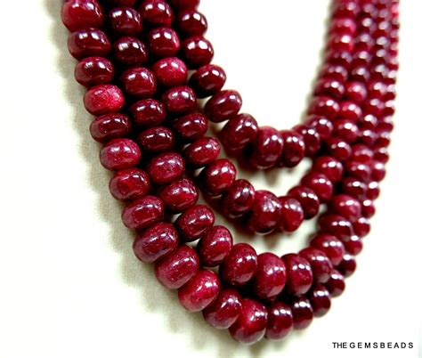 Natural Ruby Smooth Beads Necklace Natural Ruby Macro Size Etsy