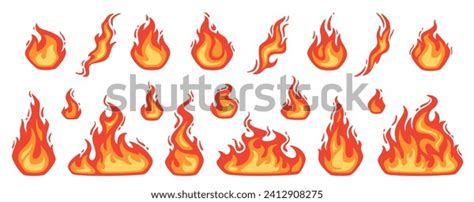 cartoon fire flame infernal fireballs red stock vector royalty