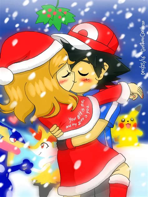 Under The Mistletoe By Gustavocardozo97 On Deviantart Anime Super Mario Art Pokemon Ash And