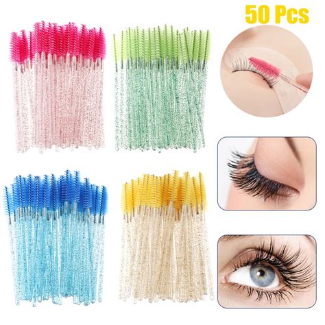 50pcs Colorful Disposable Eyelash Eye Lash Makeup Brush Mini Mascara Wands Brush Lash Curling