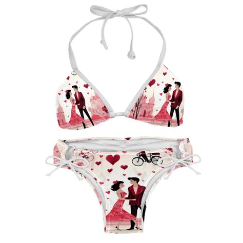 Valentine S Day Love Detachable Sponge Adjustable Strap Bikini Set Two