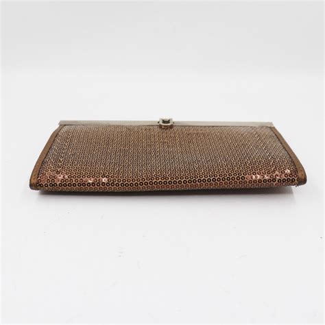 Gold Sequin Handbag Women Small Shiny Hardcase Clutch Wallet Purse Bag