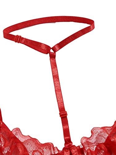 Shein Women S Floral Lace Embroideried Sheer Garter Lingerie Set With