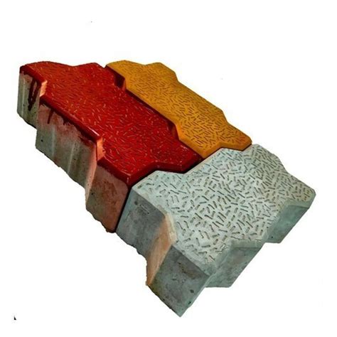 Red Grey And Yellow Zig Zag Cement Paver Block For Flooring Thickness