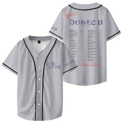 Peso Pluma Doble P Tour Merch Baseball Jersey Shirt V Neck Short Sleeve