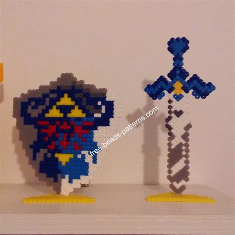 The Legend Of Zelda Master Sword And Hyrule Shield Hama Beads Perler Photos 12 Free Perler