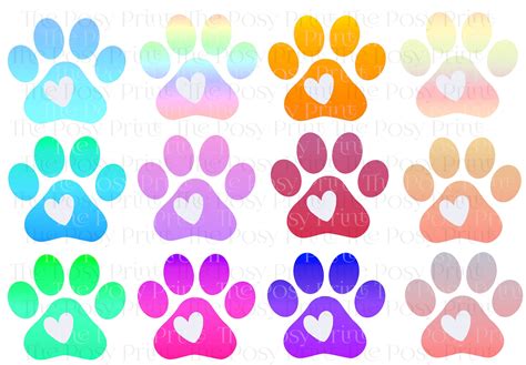 Paw Print Heart Clipart Heart Clip Art Gradient Clipart - Etsy