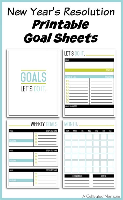 New Years Resolution Printable Goal Sheets