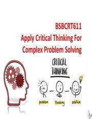 BSBCRT611 Slides Part 1 Pdf BSBCRT611 Apply Critical Thinking For