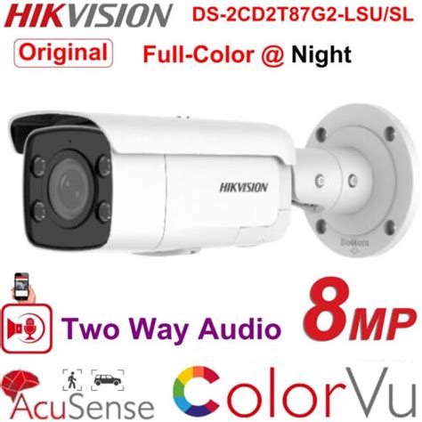 Hikvision 8mp 4k Ds 2cd2t87g2 Lsu Sl Colorvu Poe Strobe Ip Camera 2 Way