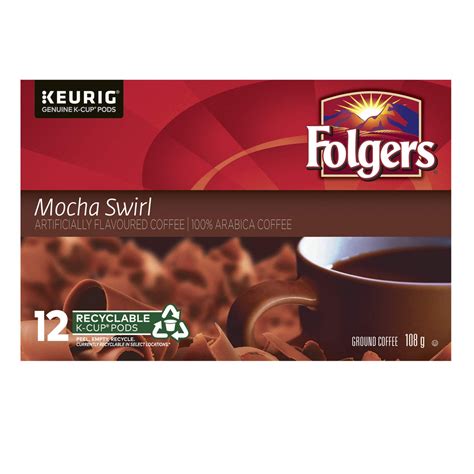 Folgers Mocha Swirl K Cup Coffee Pods 12 Pods 108g Imported From