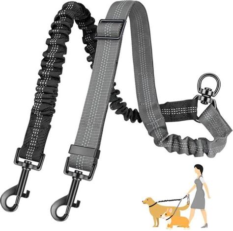 Noir Gris Laisses Double Pour 2 Chiens Double Laisse Sans