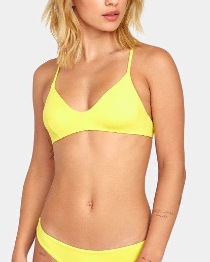 Solid Cross Back Bikini Top For Women RVCA