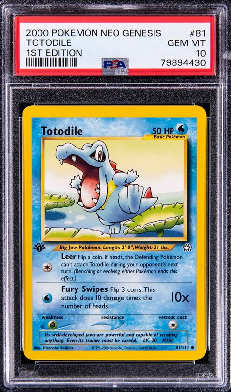 Totodile 2000 Neo Genesis 81 111 1st Edition PSA 10 Price Guide