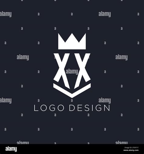 Xx Logo With Shield And Crown Initial Monogram Logo Design Ideas Stock