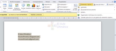 El Aula Ofim Tica C Mo Crear Un Autotexto En Word