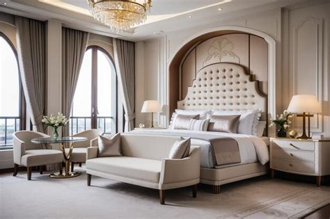 Premium AI Image | Luxury classic modern bedroom suite in hotel